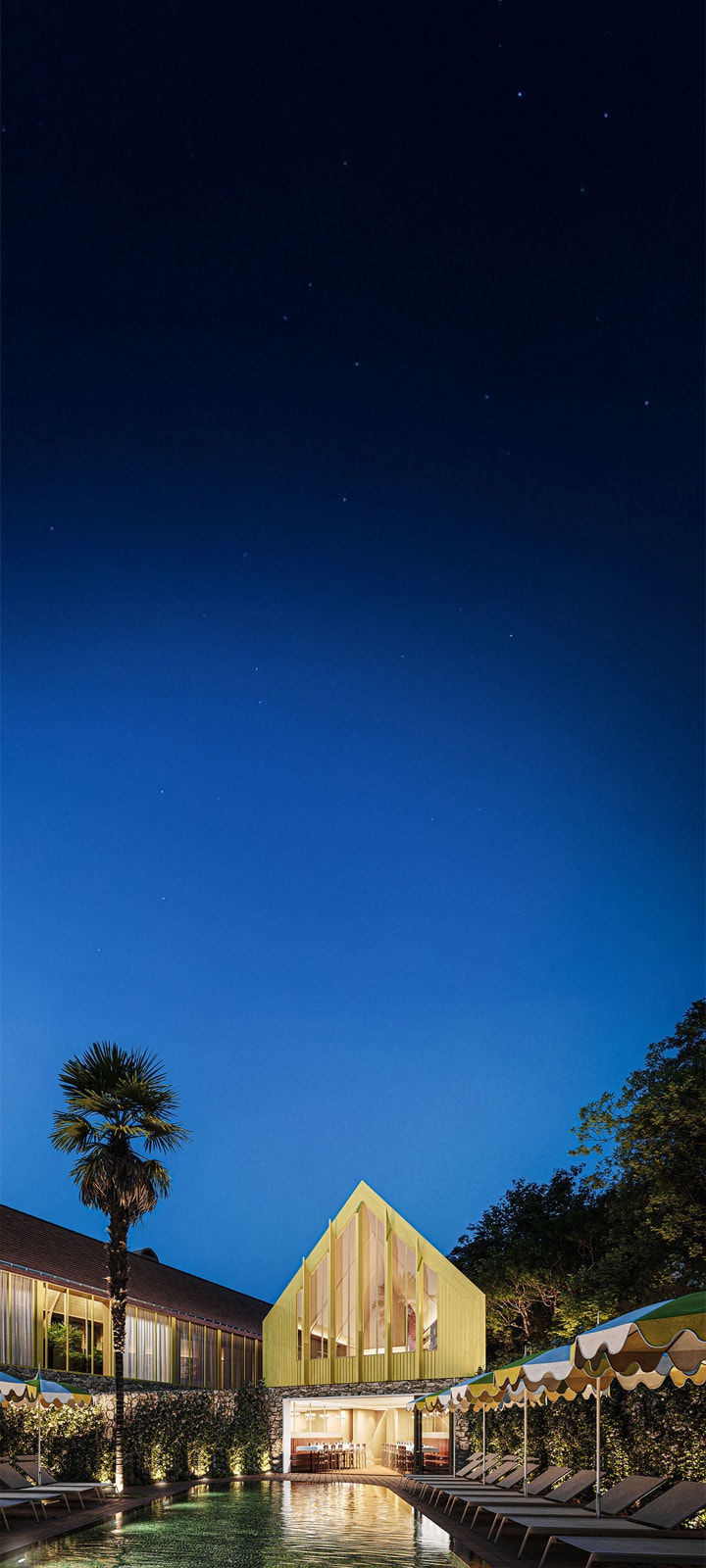 Hôtel moderne avec piscine sous ciel étoilé, Hôtel à Souillac, Maison Borrèze